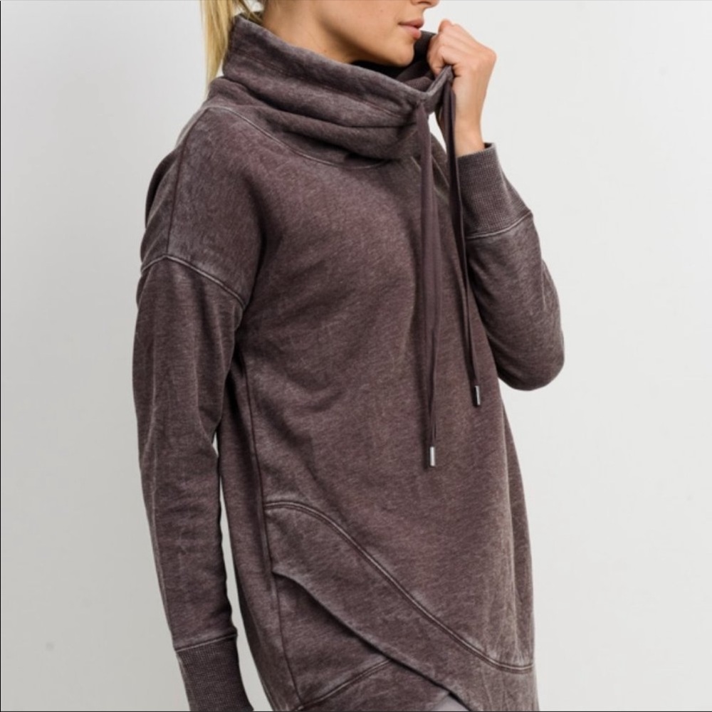 💕HP💕~ MONO B Cowl Neck Overlay Sweater (Raisin)